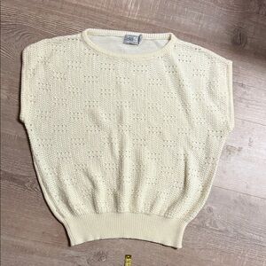 Vintage Cream Knit Short Sleeve Sweater